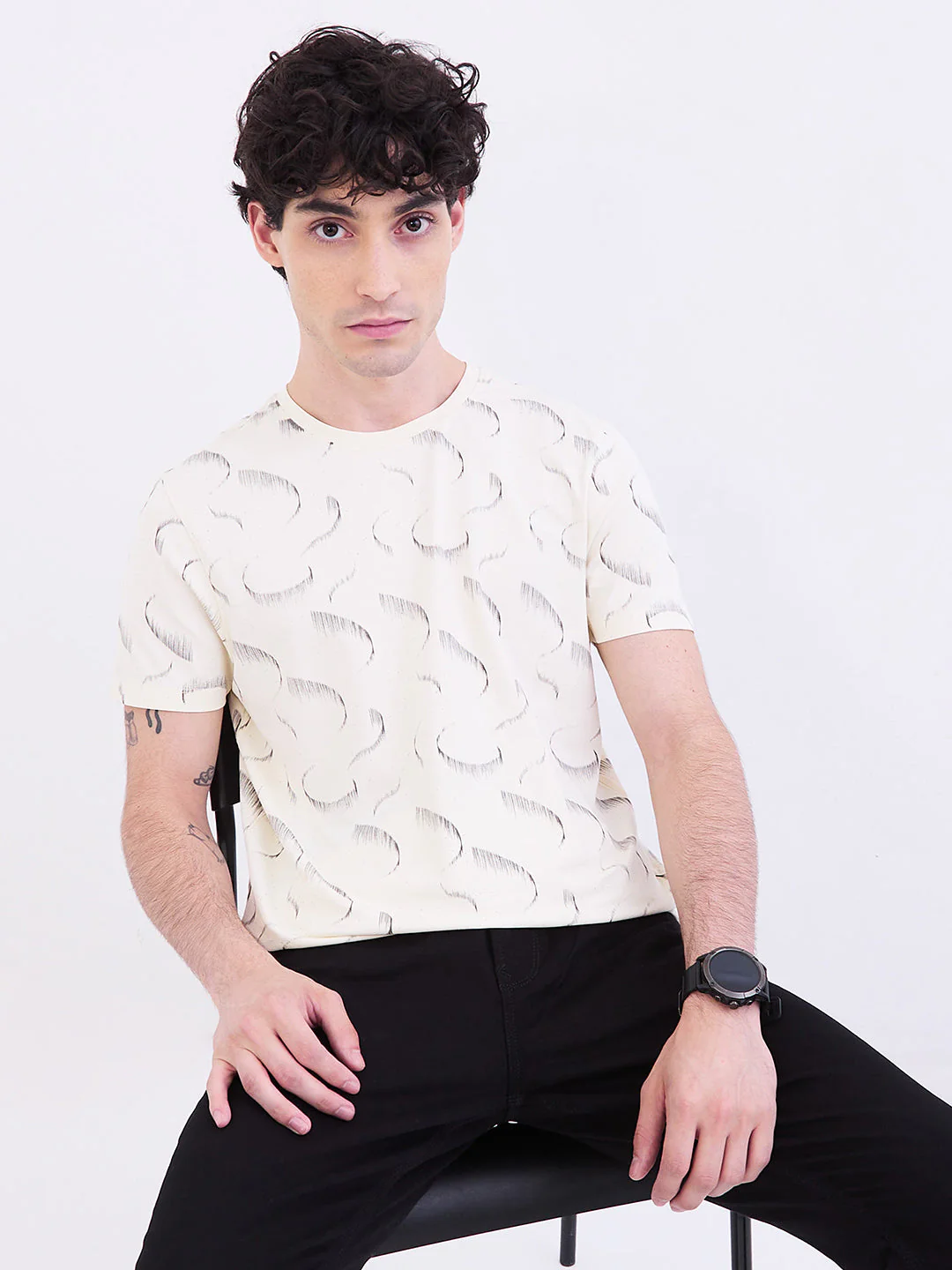 Men T-Shirt White Slim Fit - Image 7