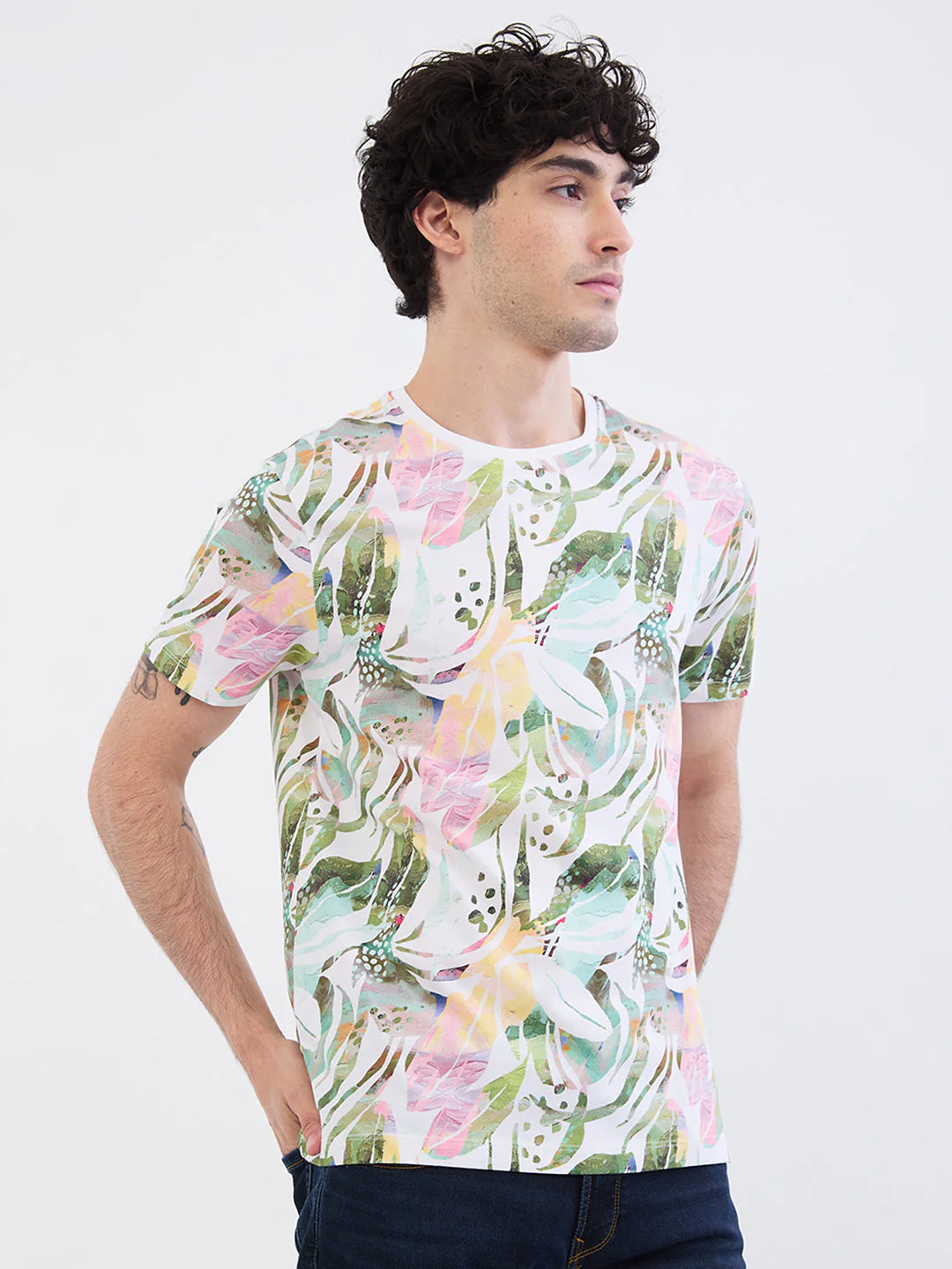 Men T-Shirt White Slim Fit