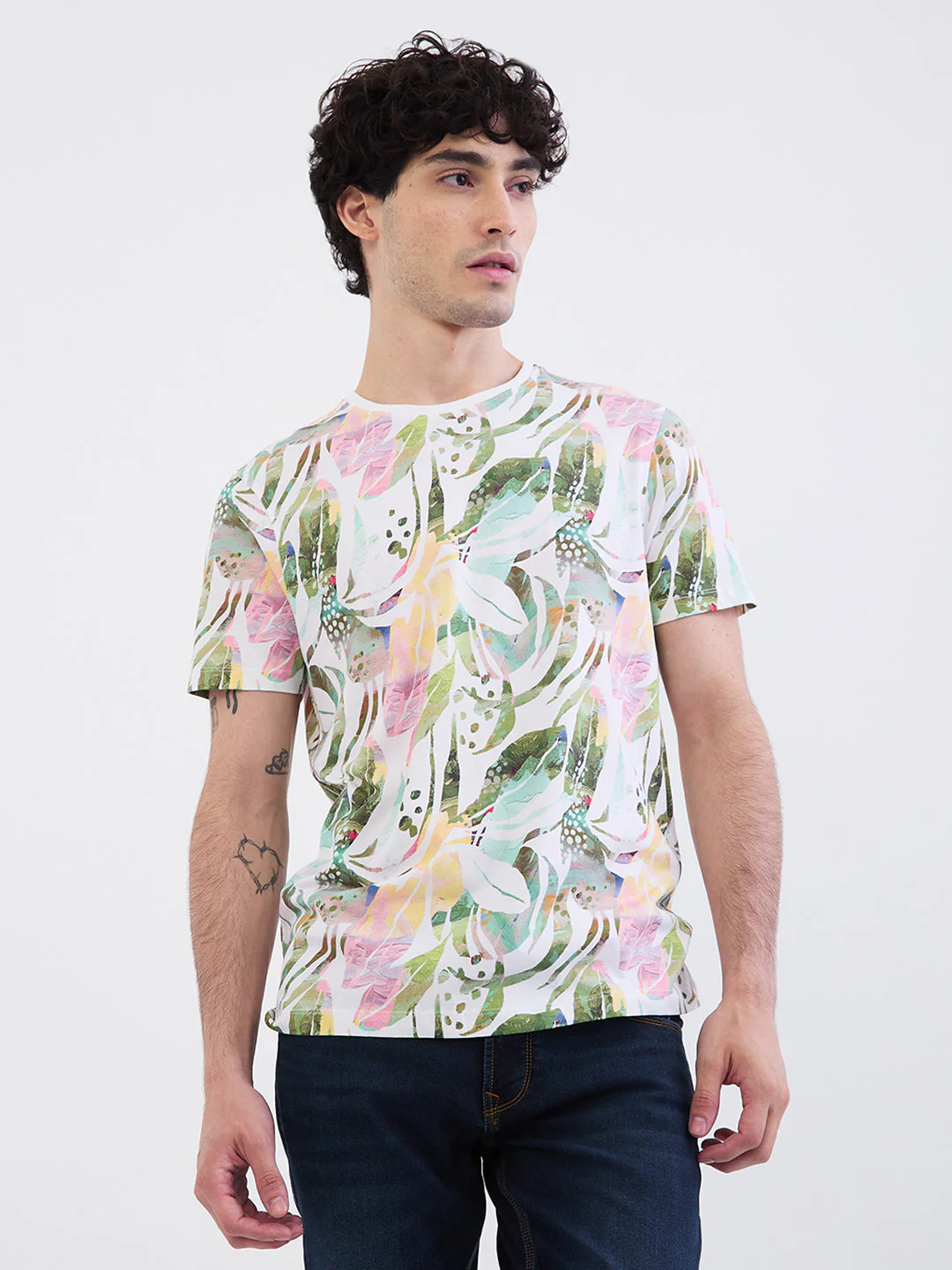 Men T-Shirt White Slim Fit - Image 2