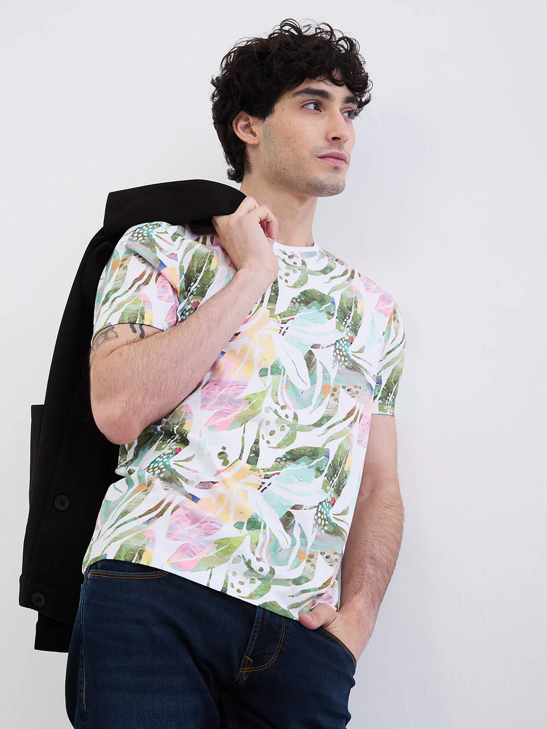 Men T-Shirt White Slim Fit - Image 6