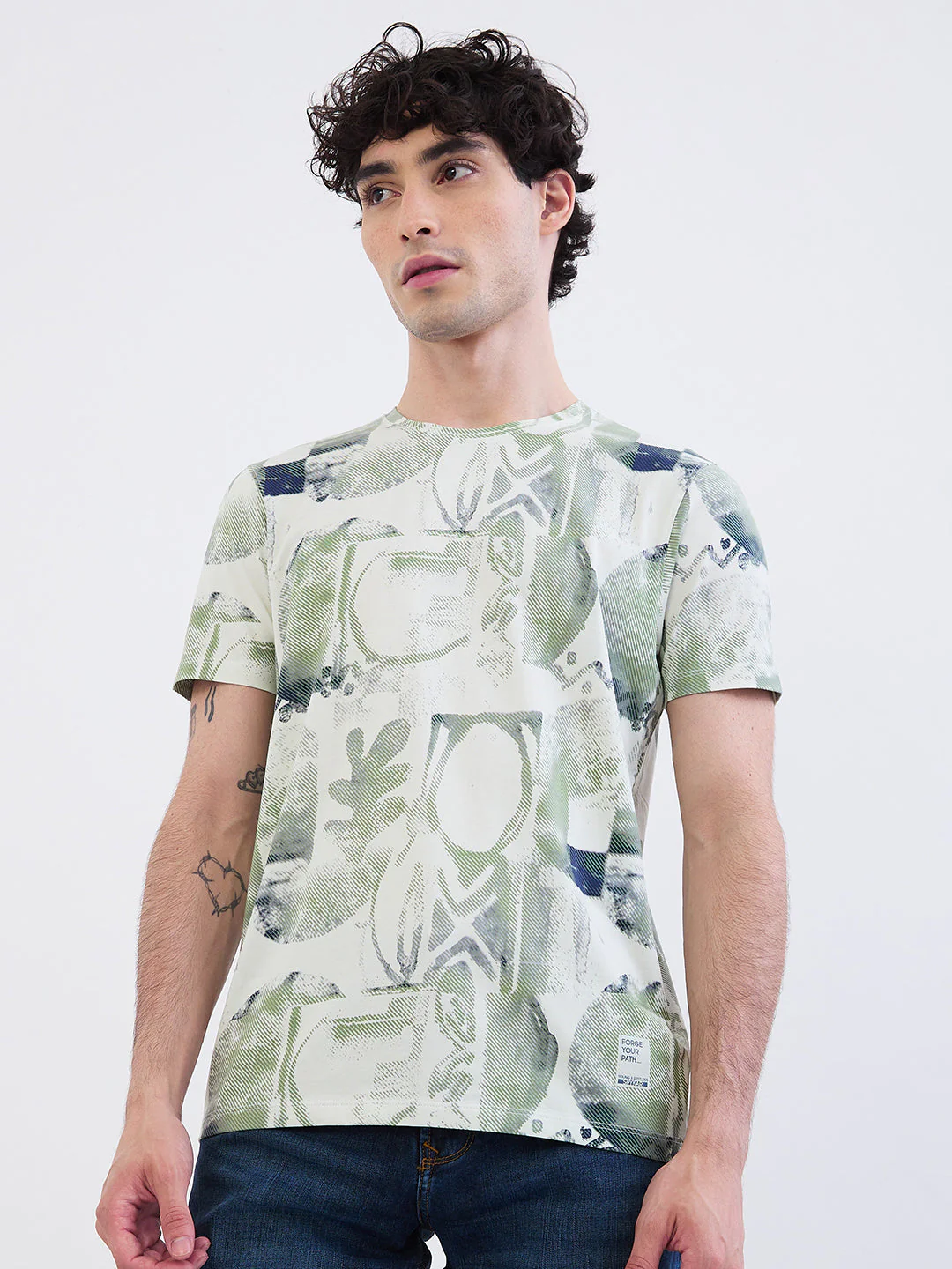 Men T-Shirt White Slim Fit - Image 2