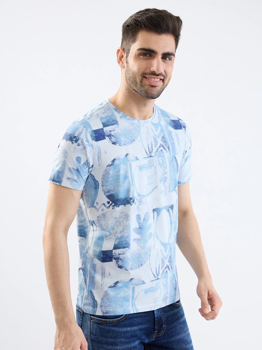 Men T-Shirt Grey Slim Fit