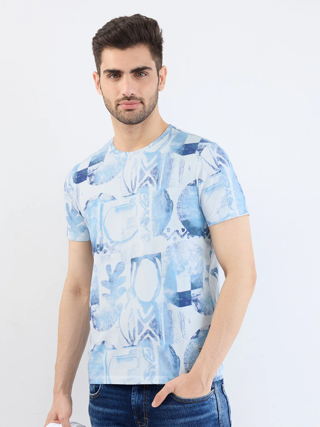Men T-Shirt Grey Slim Fit - Image 7