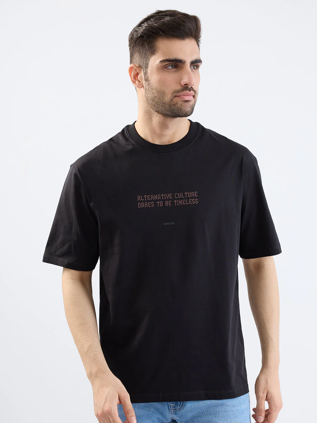 Men T-Shirt Black Comfort Fit - Image 2