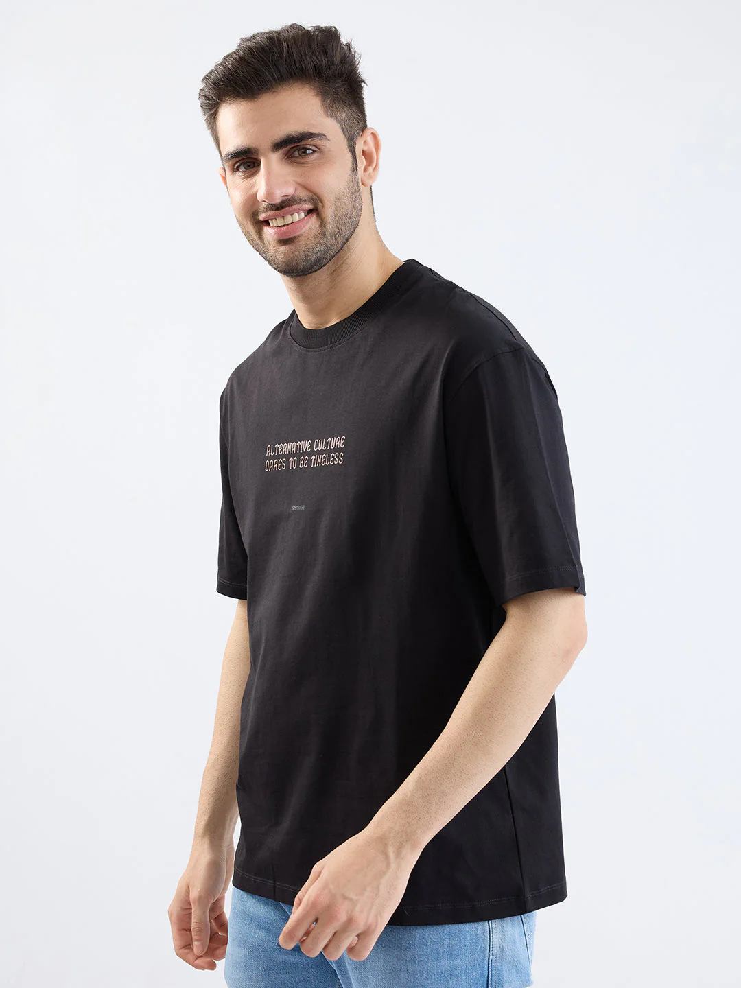 Men T-Shirt Black Comfort Fit - Image 3