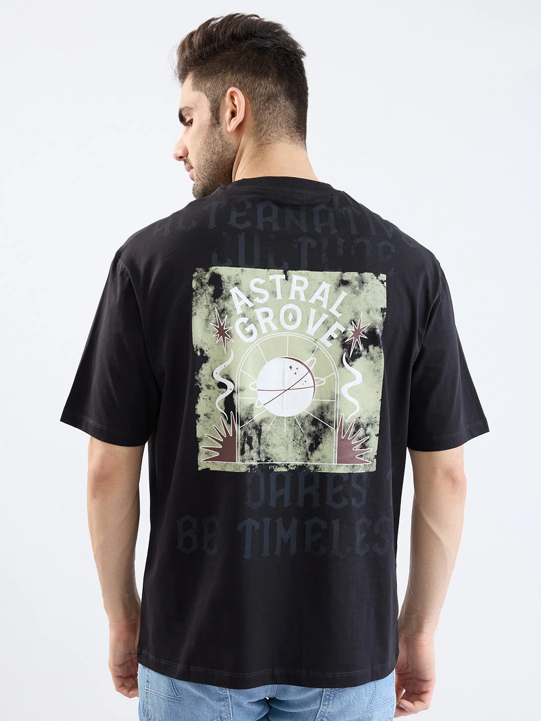 Men T-Shirt Black Comfort Fit - Image 4