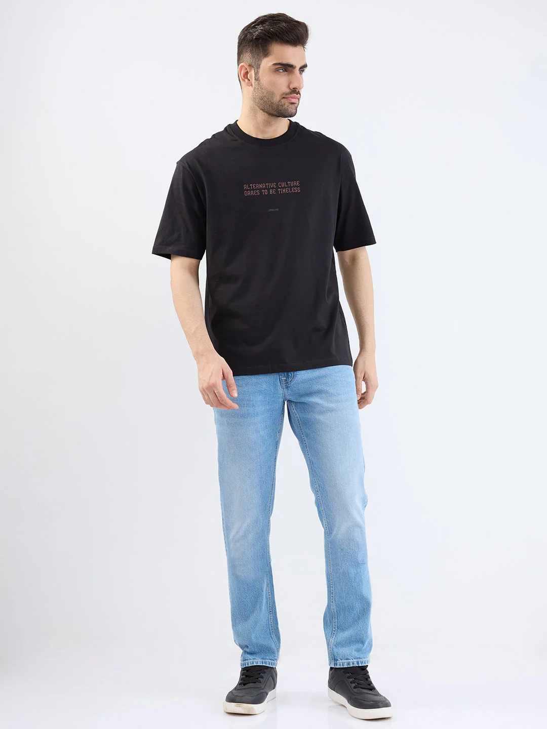 Men T-Shirt Black Comfort Fit - Image 5