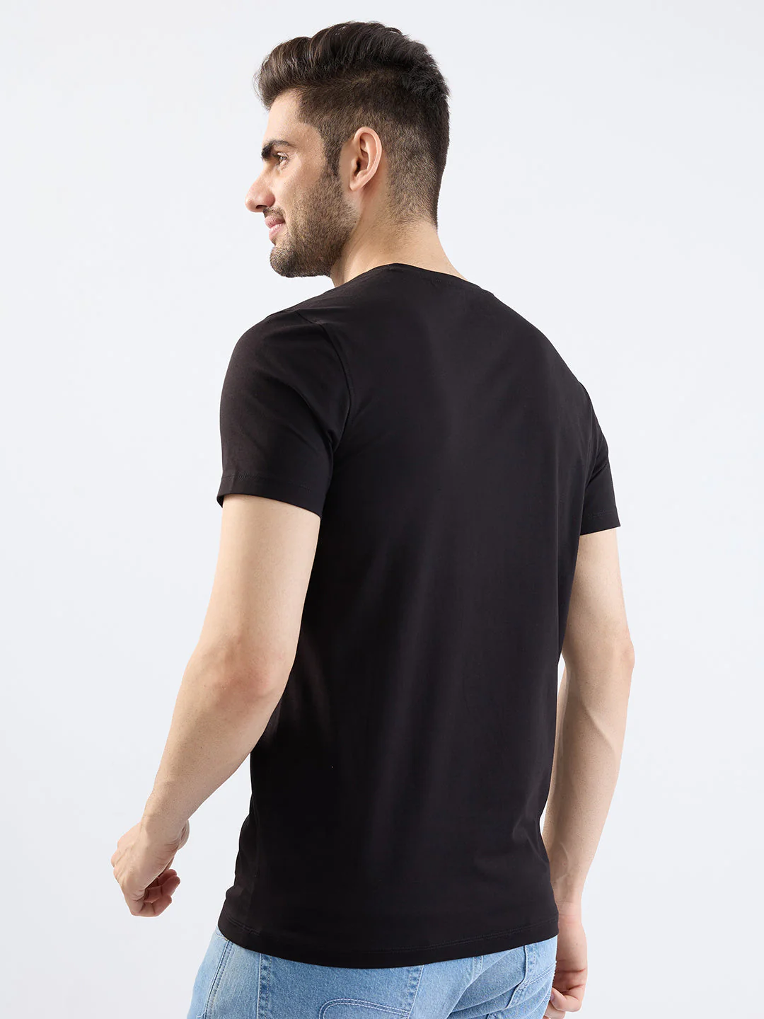 Men T-Shirt Black Slim Fit - Image 4