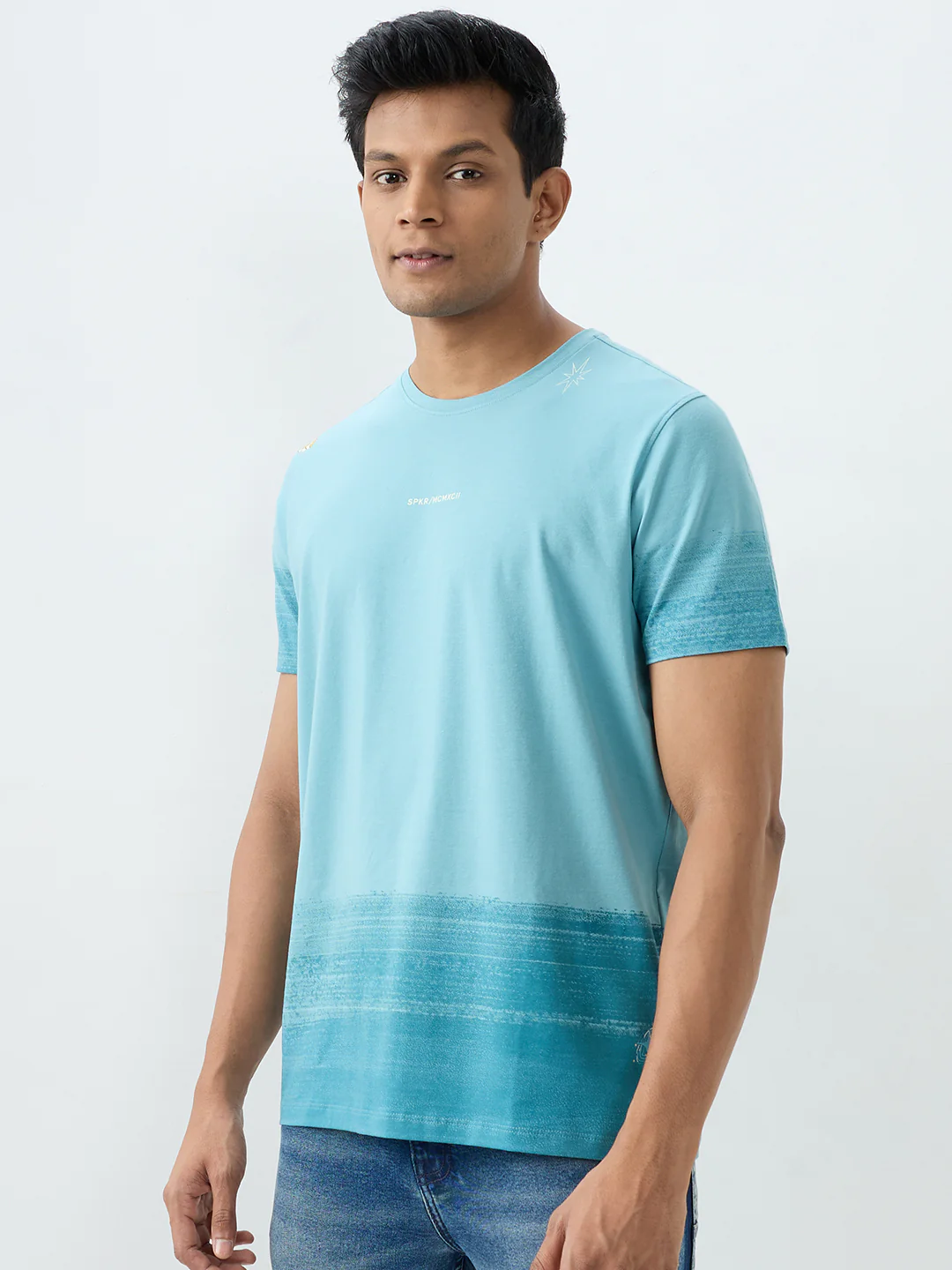 Men T-Shirt Blue Slim Fit - Image 3