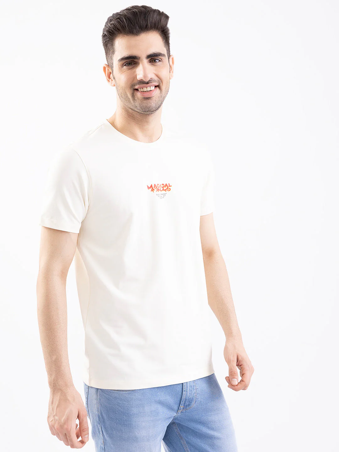 Men T-Shirt White Slim Fit
