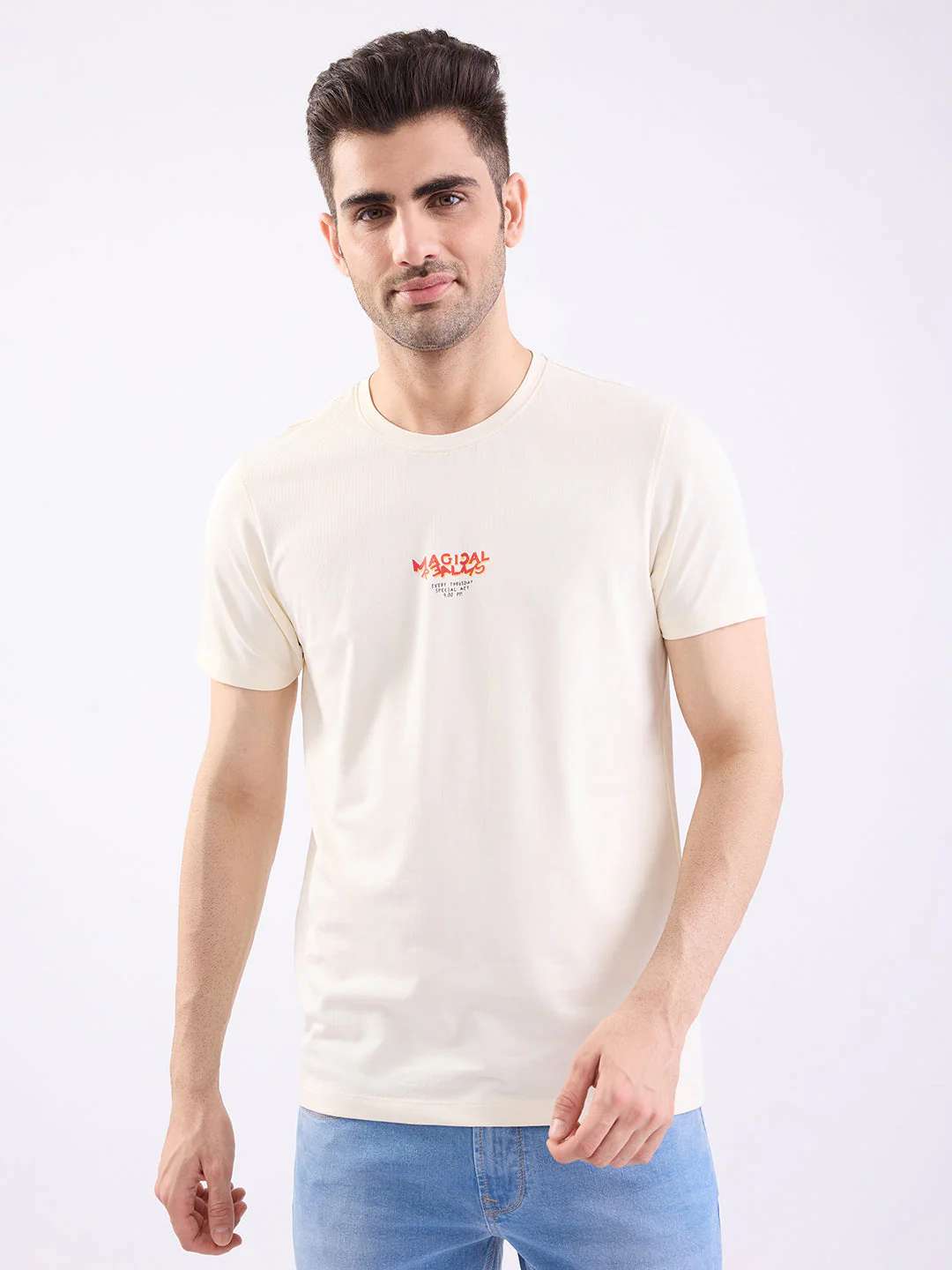 Men T-Shirt White Slim Fit - Image 2