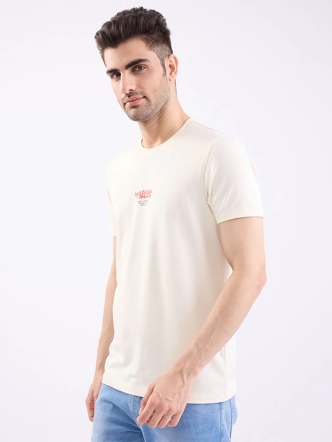 Men T-Shirt White Slim Fit - Image 3