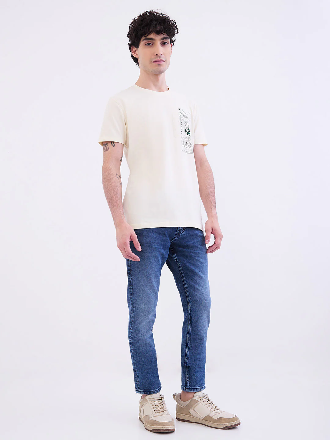 Men T-Shirt White Slim Fit - Image 5