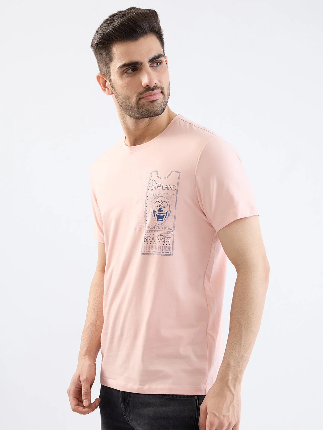 Men T-Shirt Pink Slim Fit - Image 3