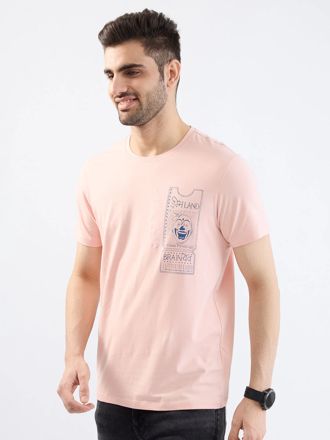 Men T-Shirt Pink Slim Fit - Image 7
