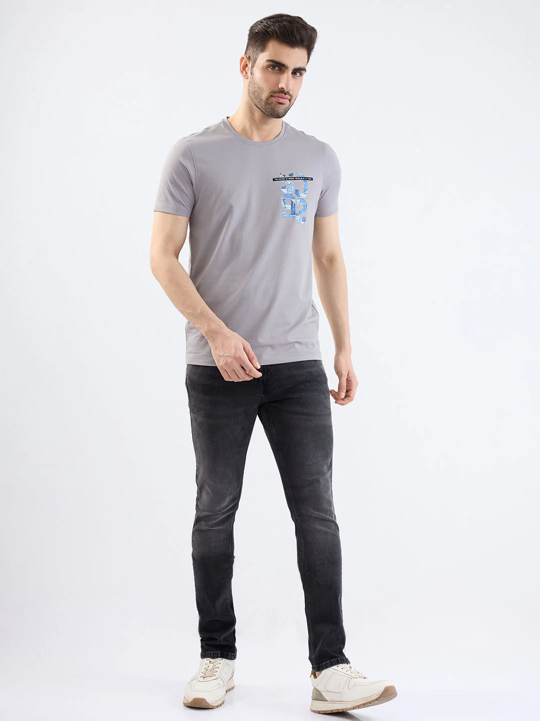 Men T-Shirt Grey Slim Fit - Image 5