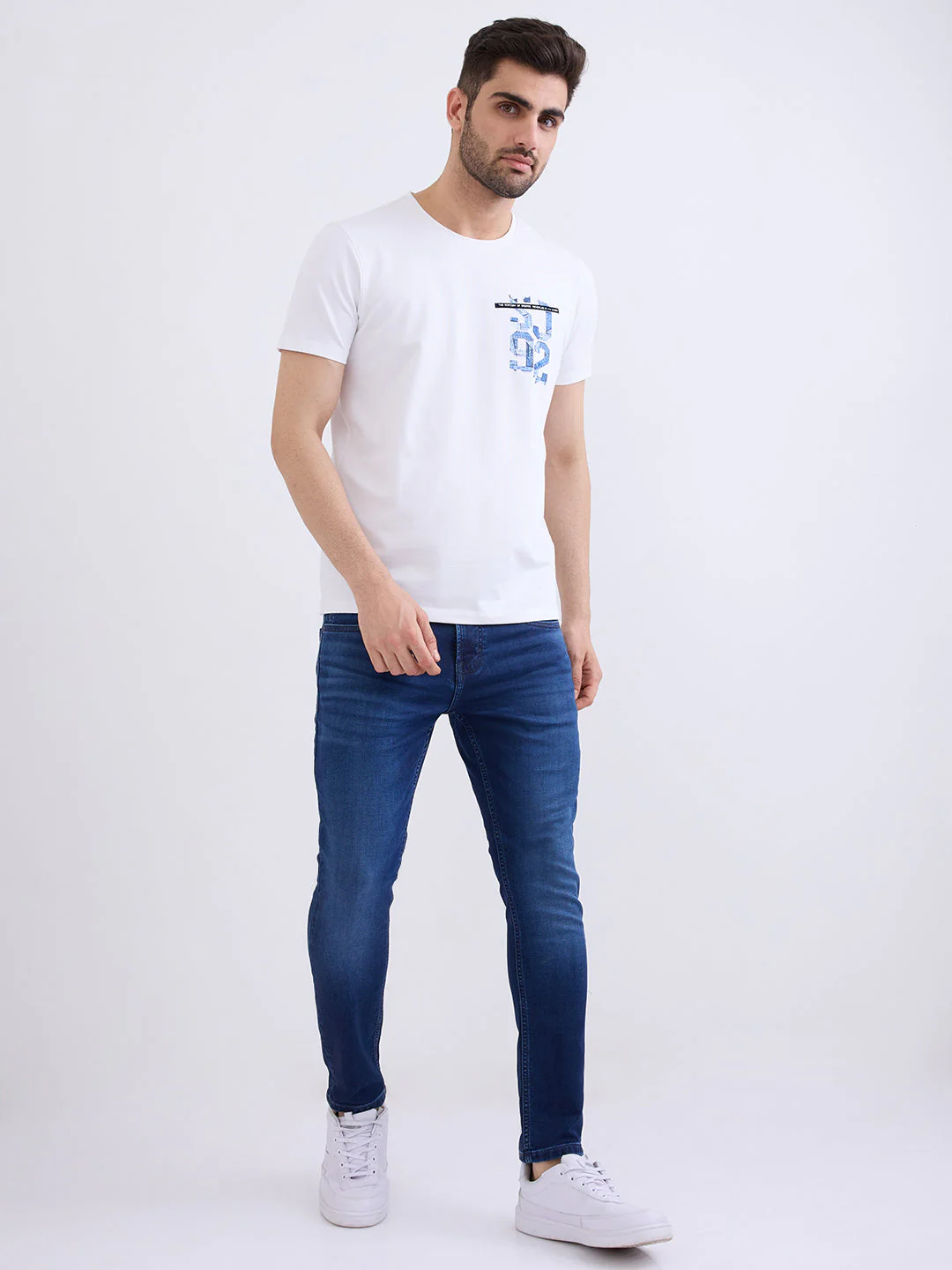 Men T-Shirt White Slim Fit - Image 5