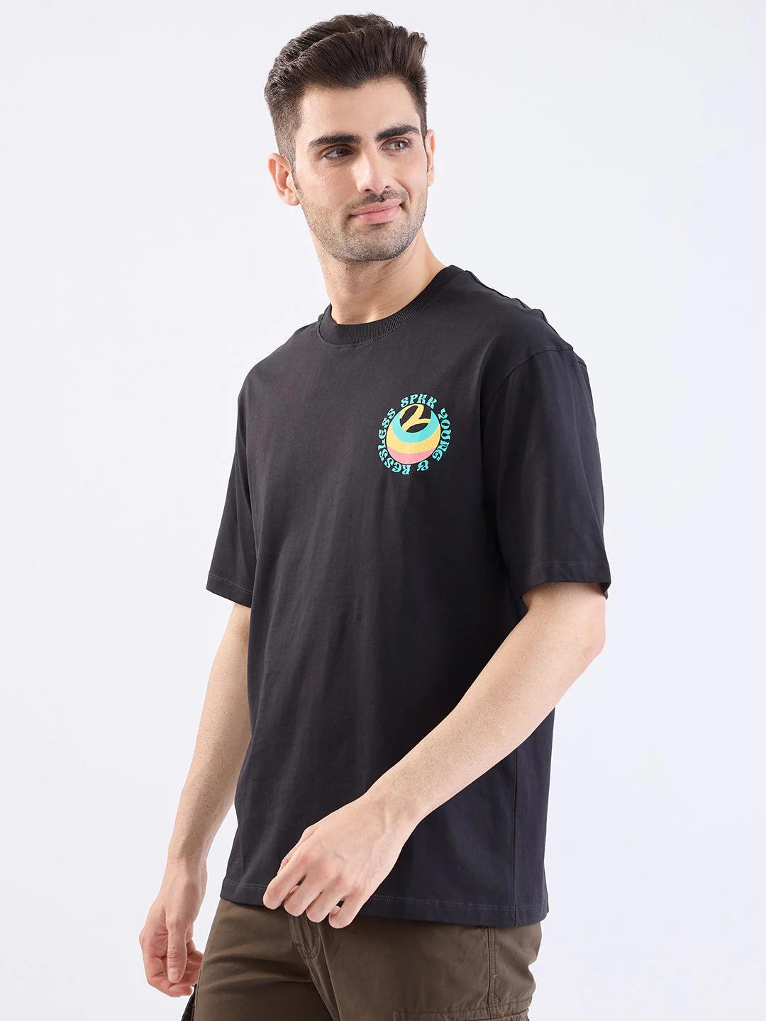 Men T-Shirt Black Comfort Fit - Image 3