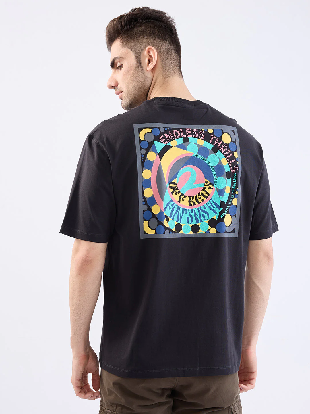 Men T-Shirt Black Comfort Fit - Image 4