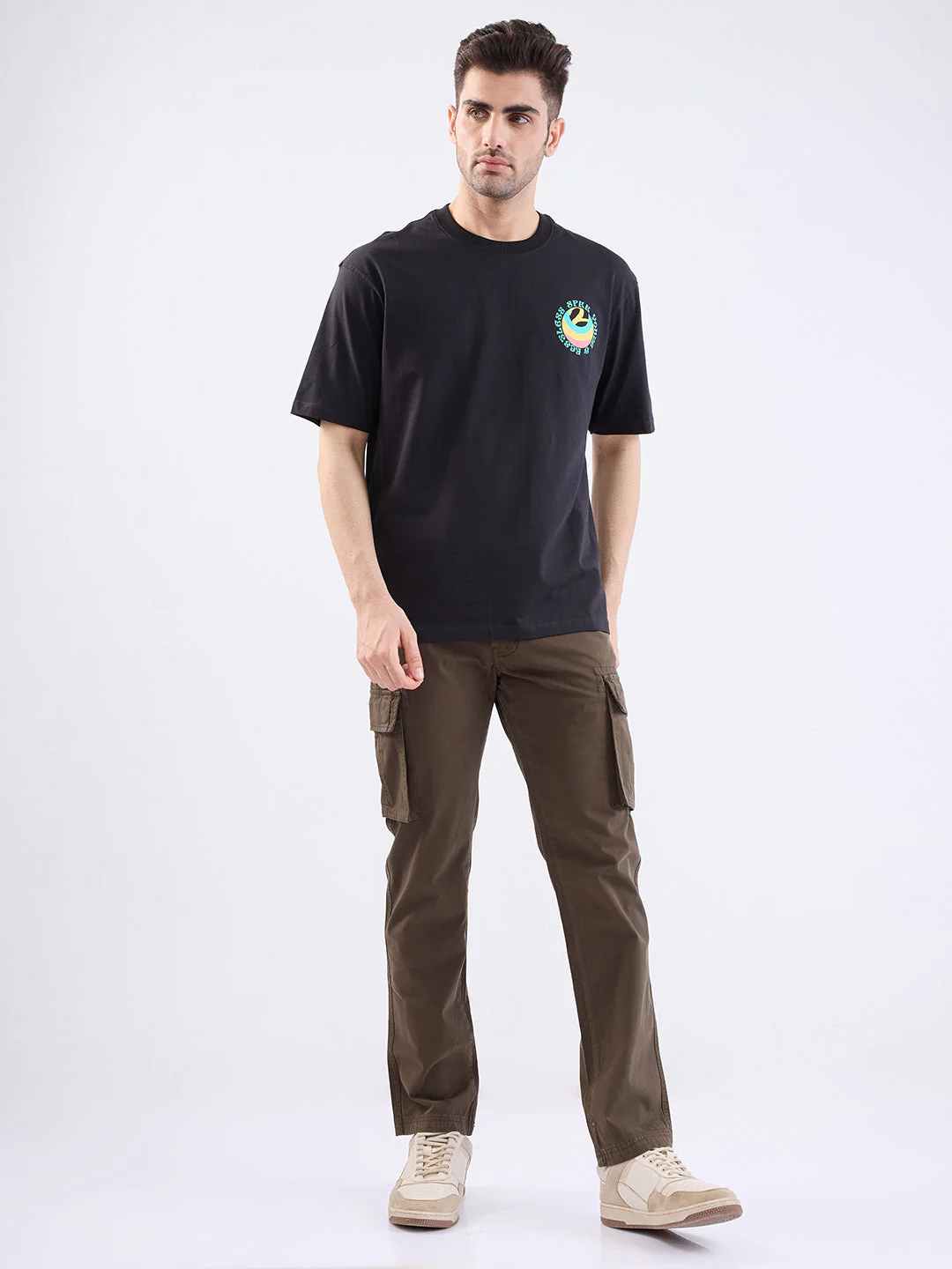 Men T-Shirt Black Comfort Fit - Image 5