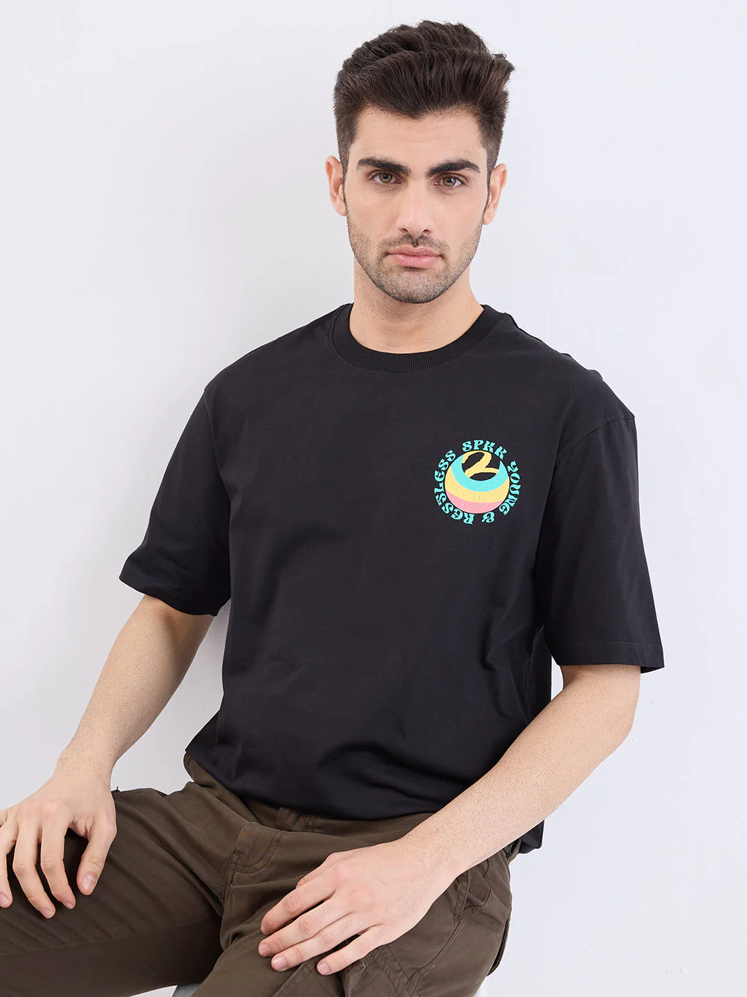 Men T-Shirt Black Comfort Fit - Image 7