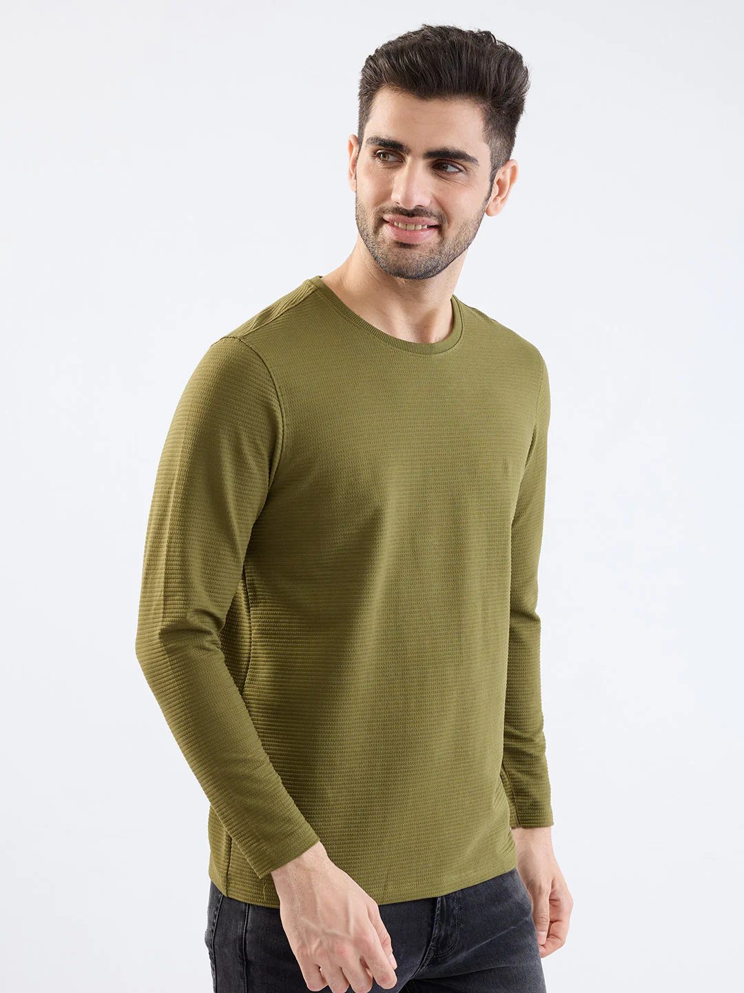 Men T-Shirt Green Slim Fit