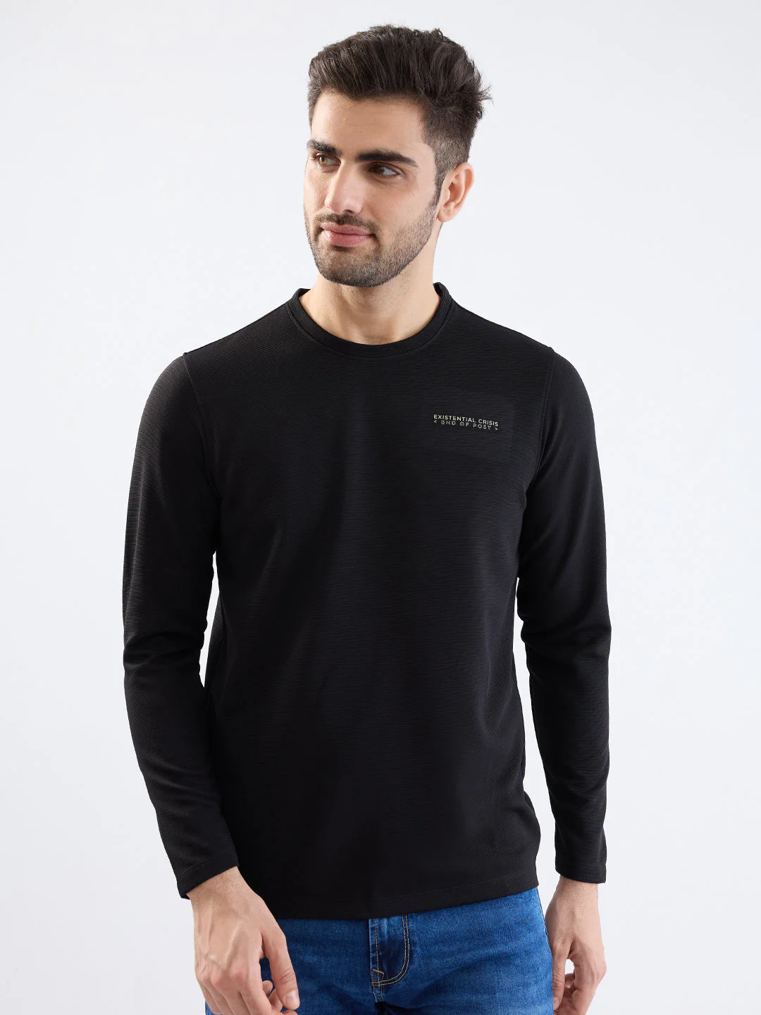 Men T-Shirt Black Slim Fit - Image 2