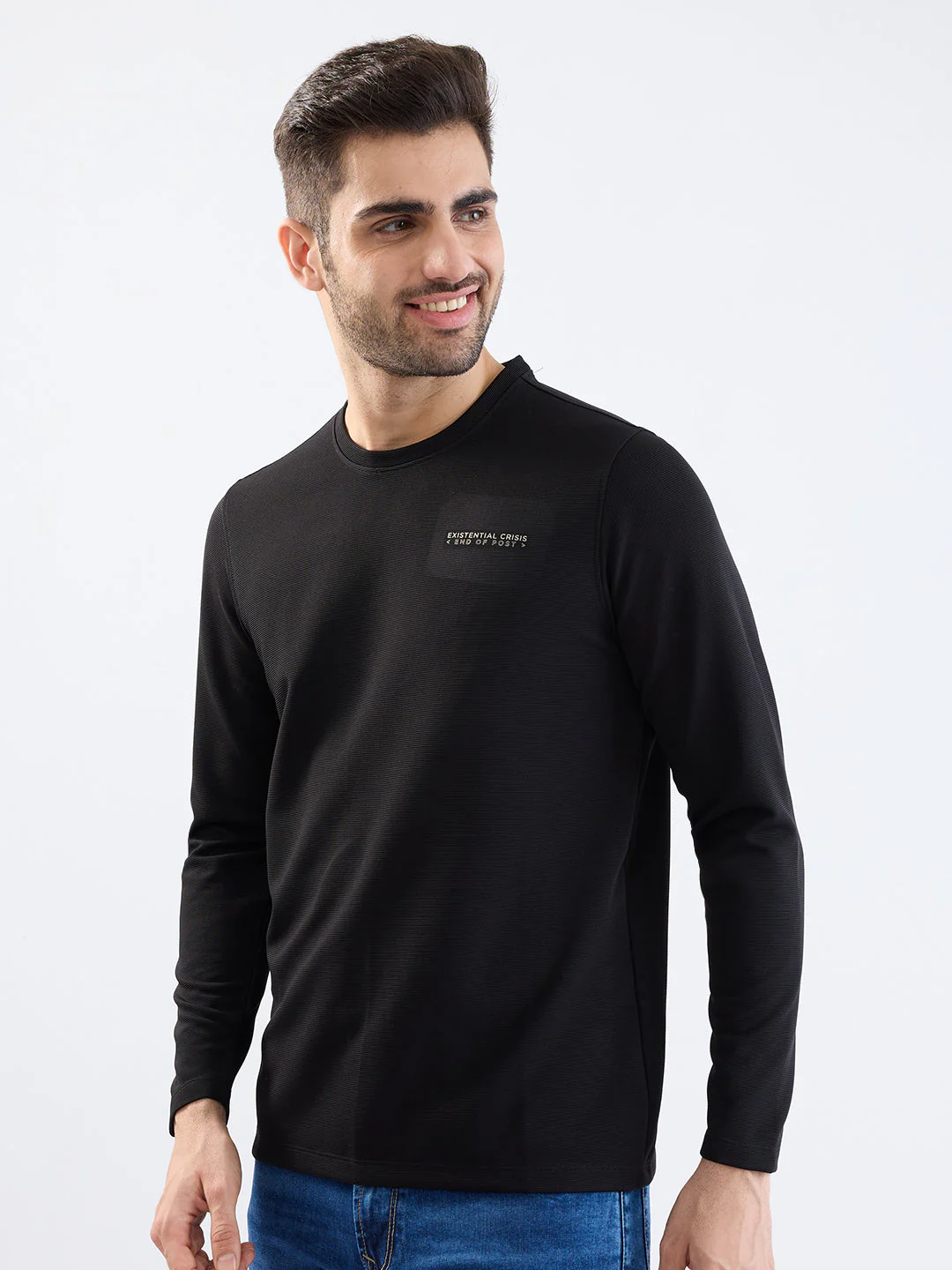 Men T-Shirt Black Slim Fit - Image 3