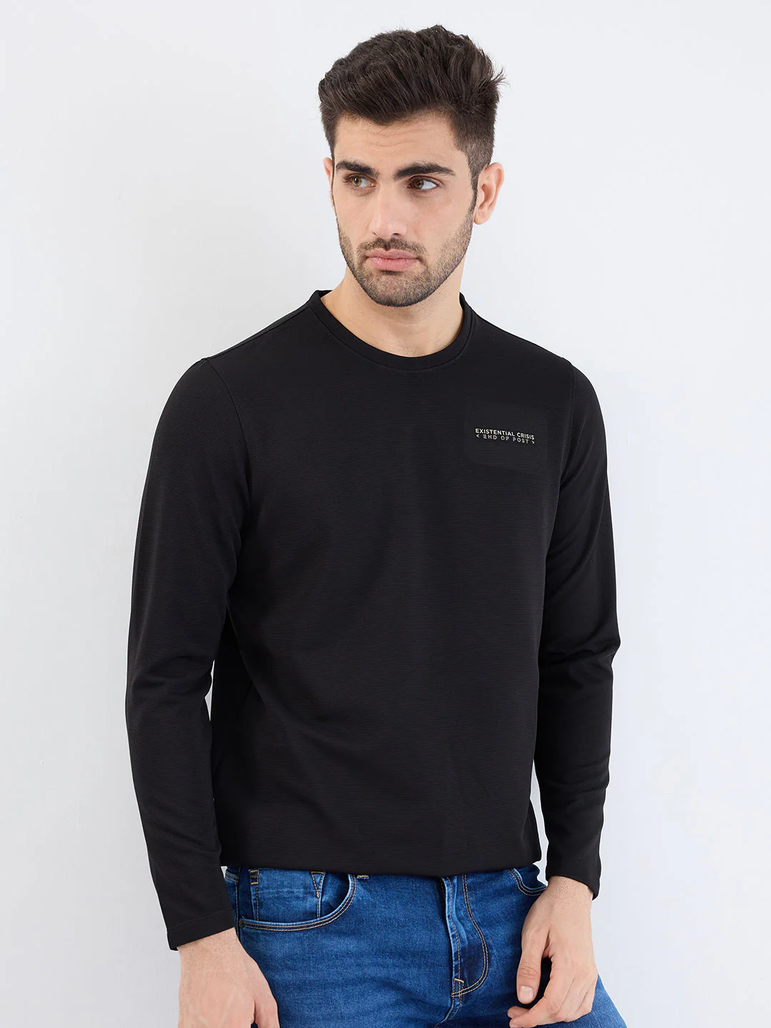 Men T-Shirt Black Slim Fit - Image 7