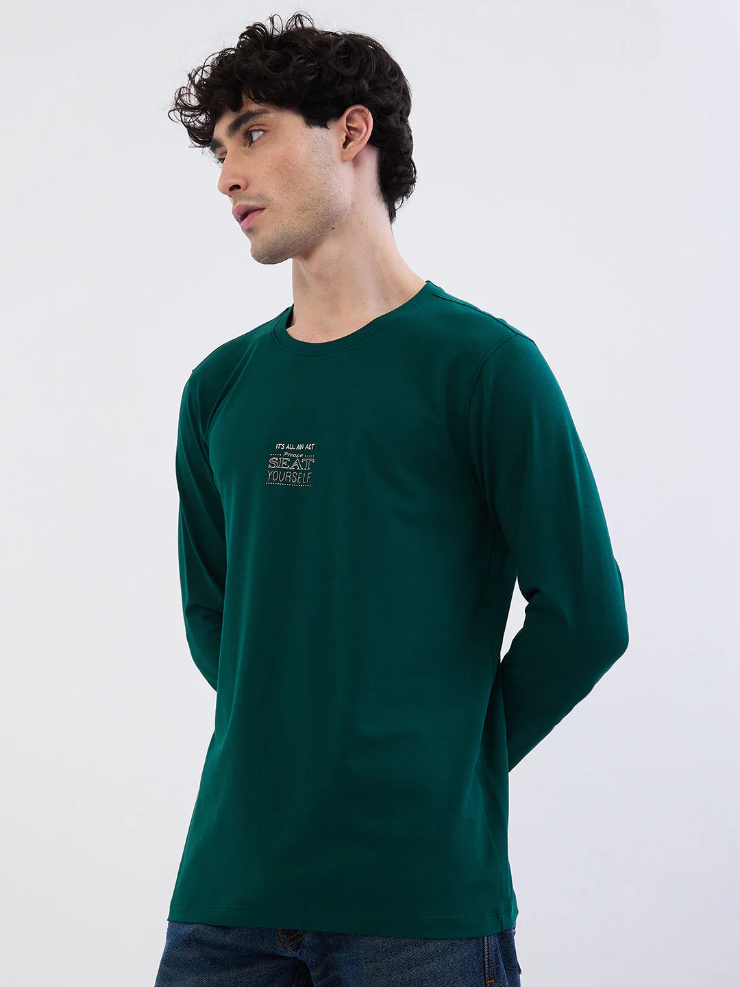 Men T-Shirt Green Slim Fit - Image 3