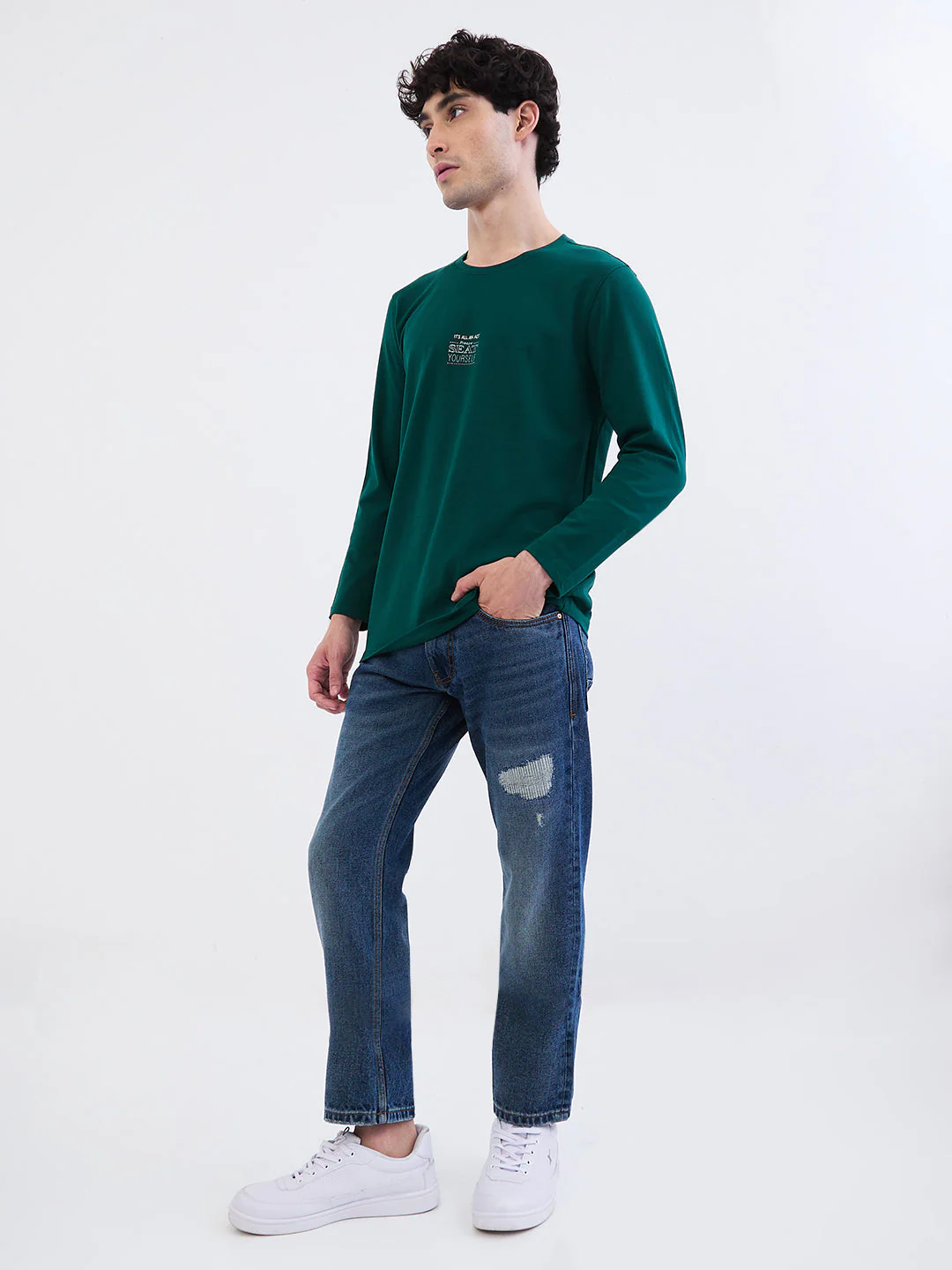 Men T-Shirt Green Slim Fit - Image 5