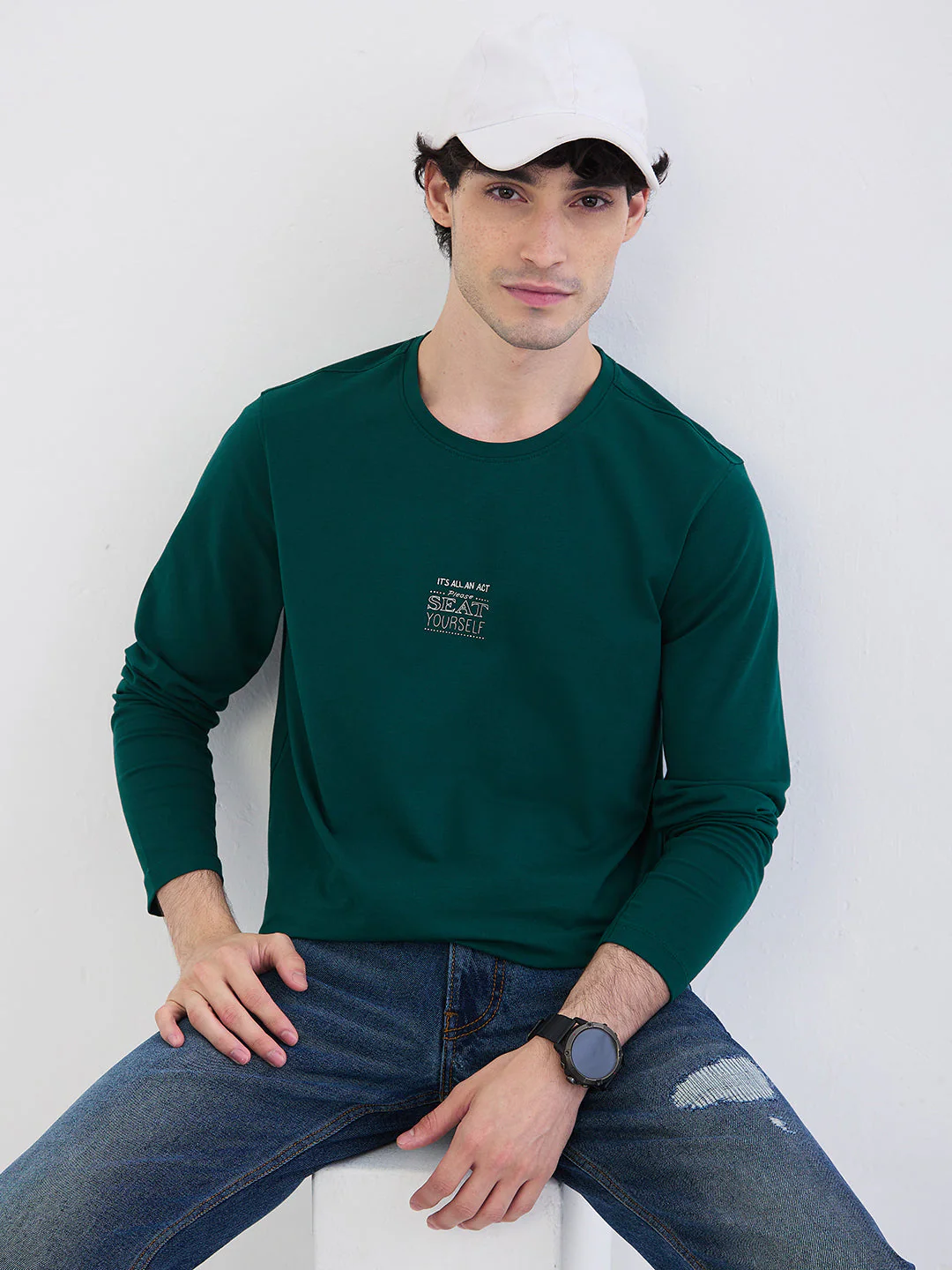 Men T-Shirt Green Slim Fit - Image 7