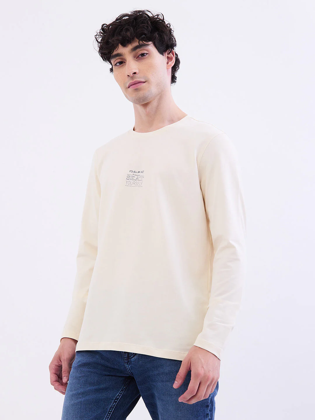 Men T-Shirt White Slim Fit - Image 3