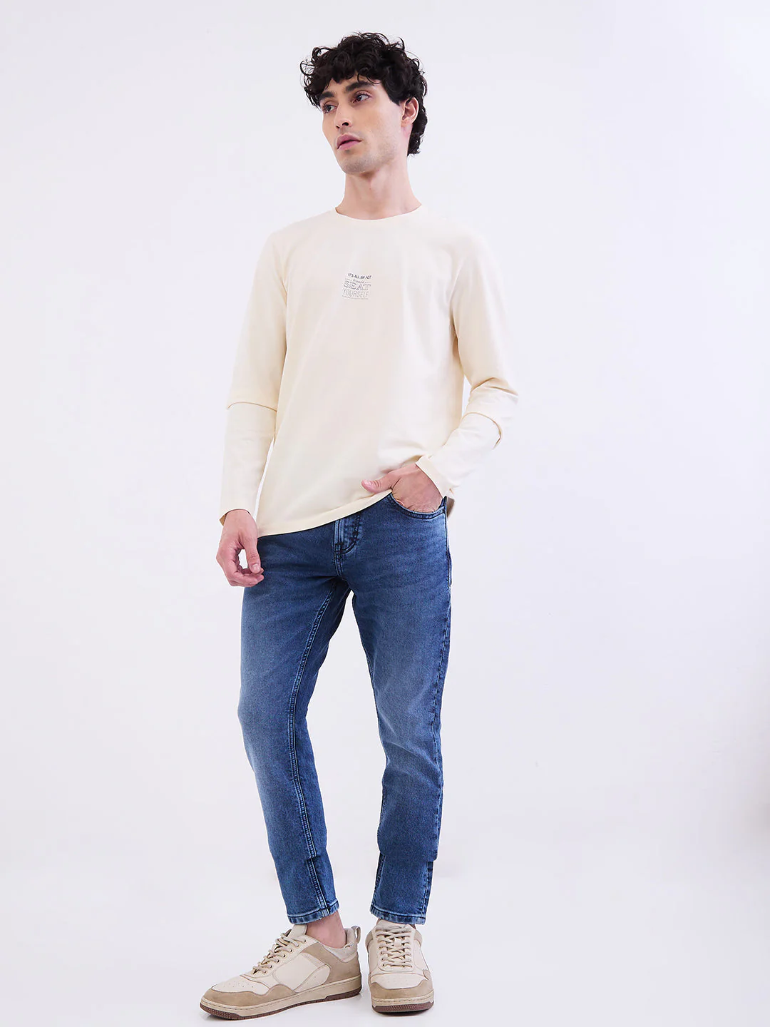 Men T-Shirt White Slim Fit - Image 5