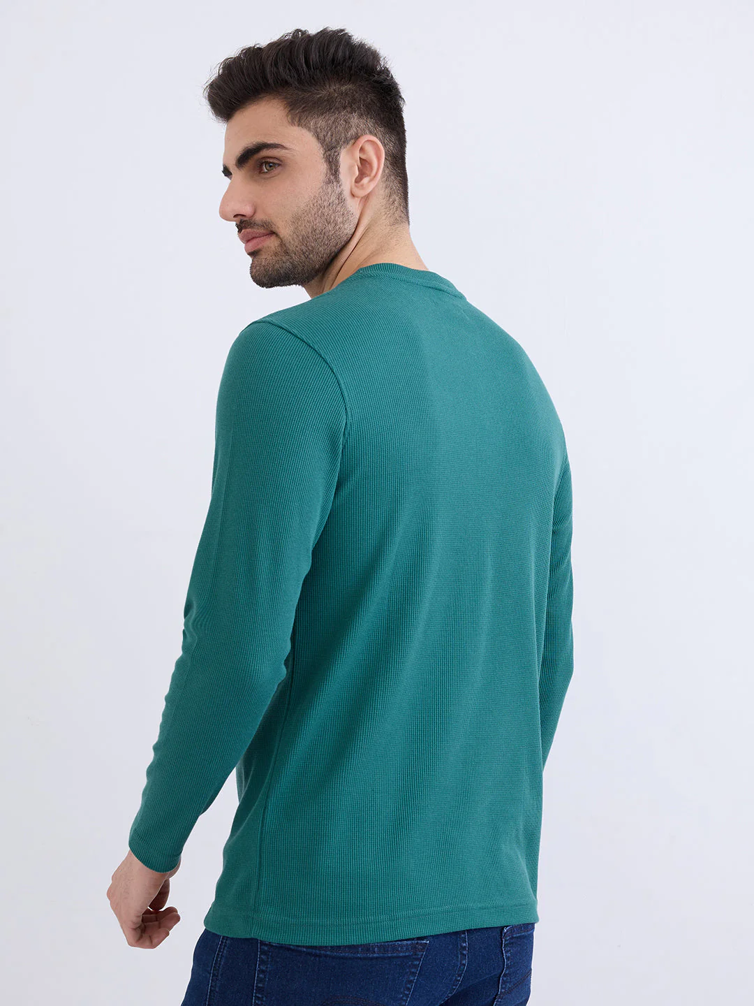 Men T-Shirt Green Slim Fit - Image 4
