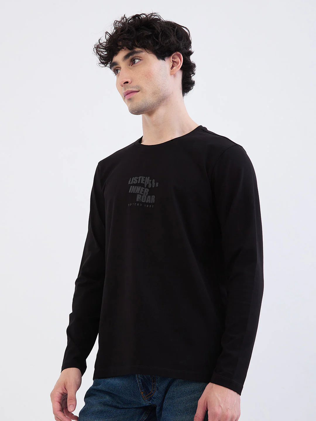 Men T-Shirt Black Slim Fit - Image 3