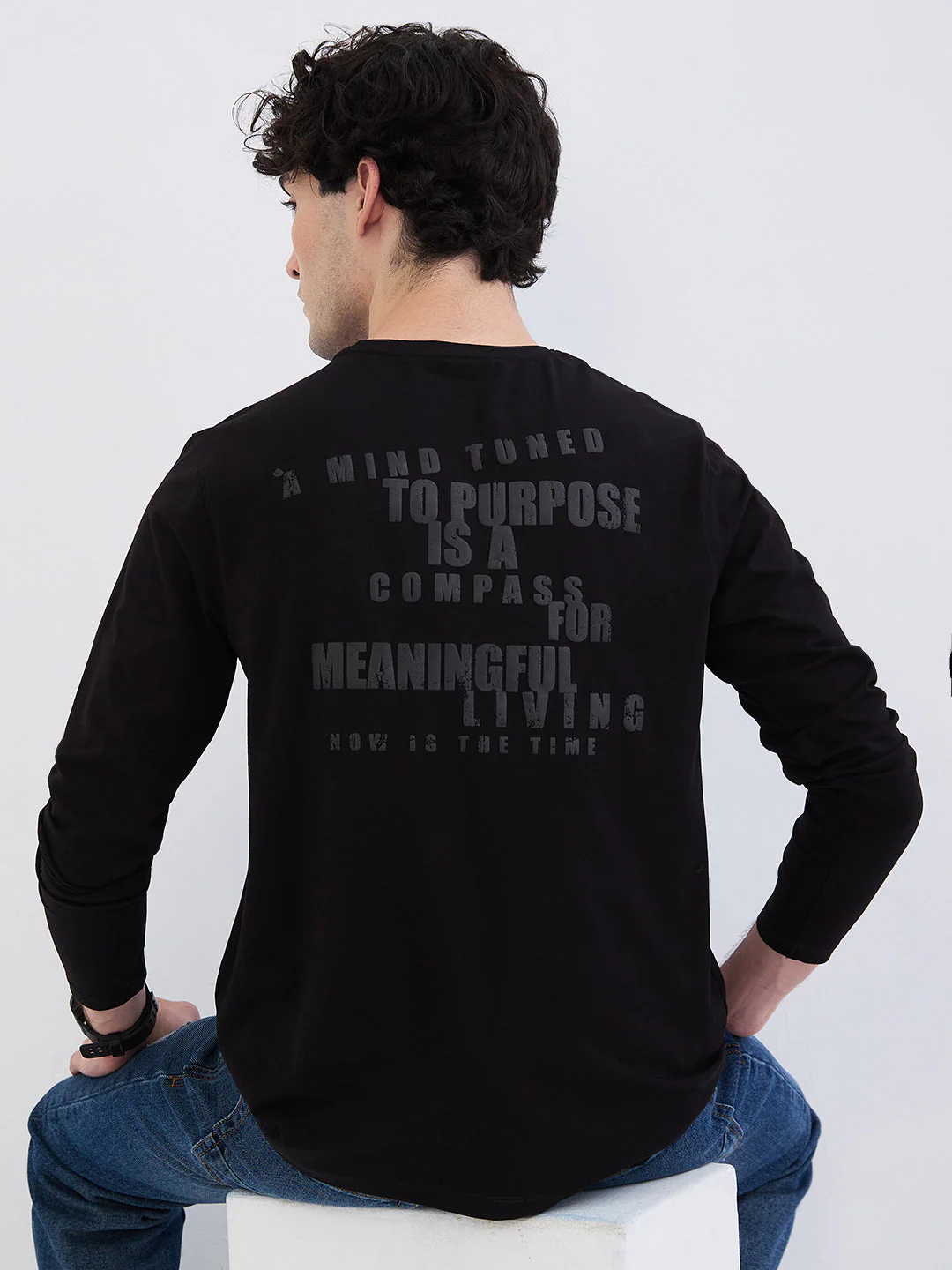 Men T-Shirt Black Slim Fit - Image 8