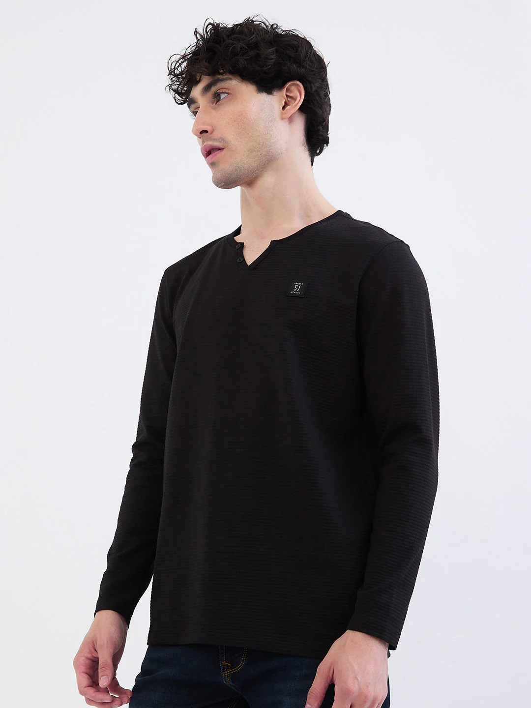 Men T-Shirt Black Slim Fit - Image 3