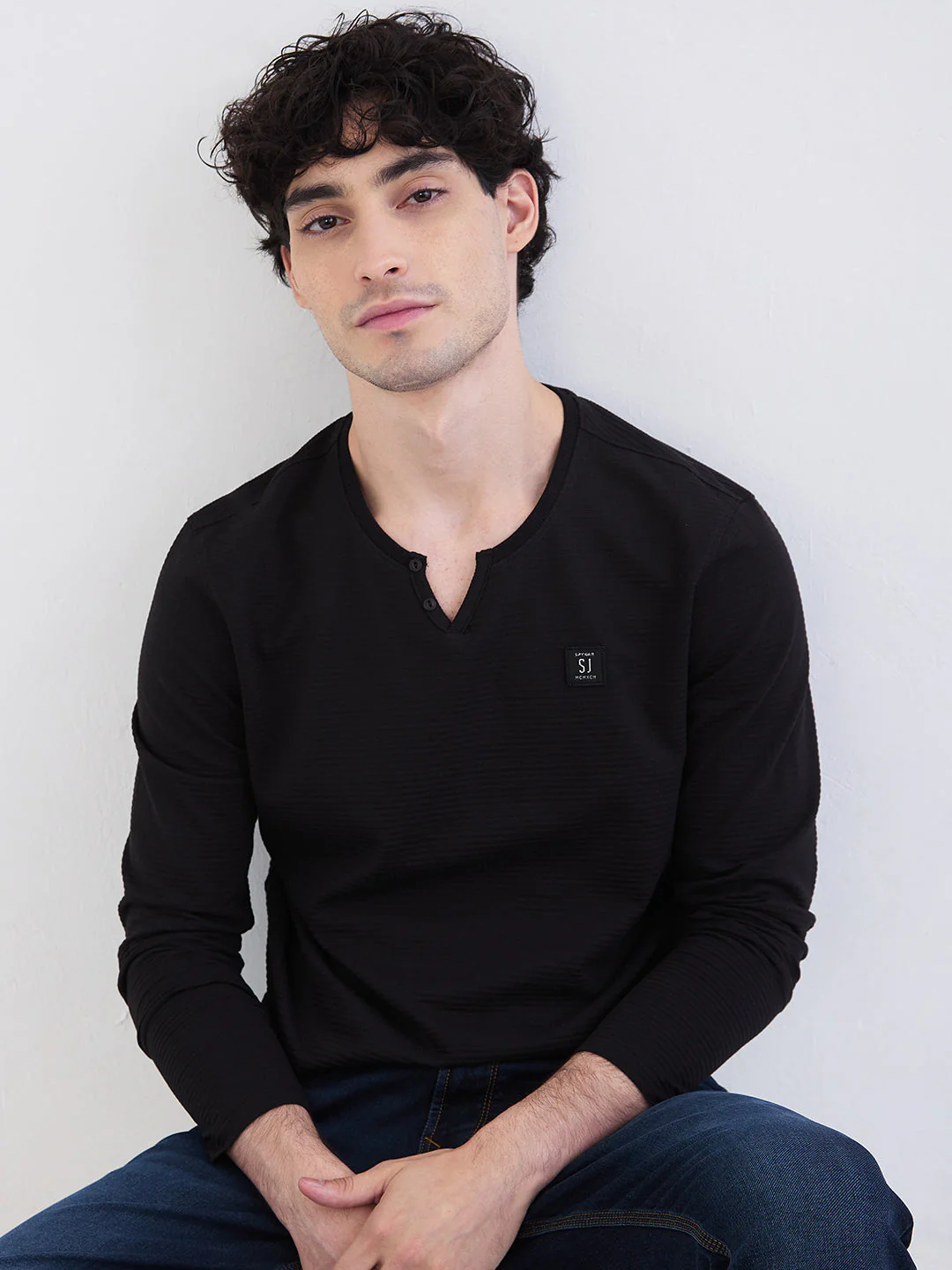 Men T-Shirt Black Slim Fit - Image 7