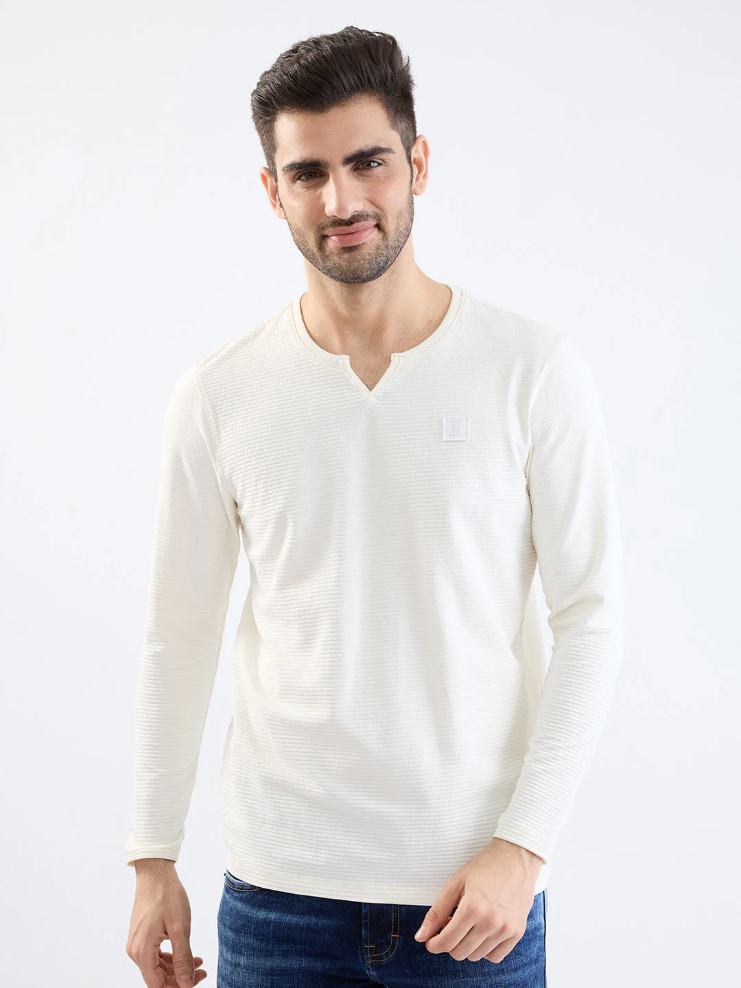 Men T-Shirt White Slim Fit - Image 2