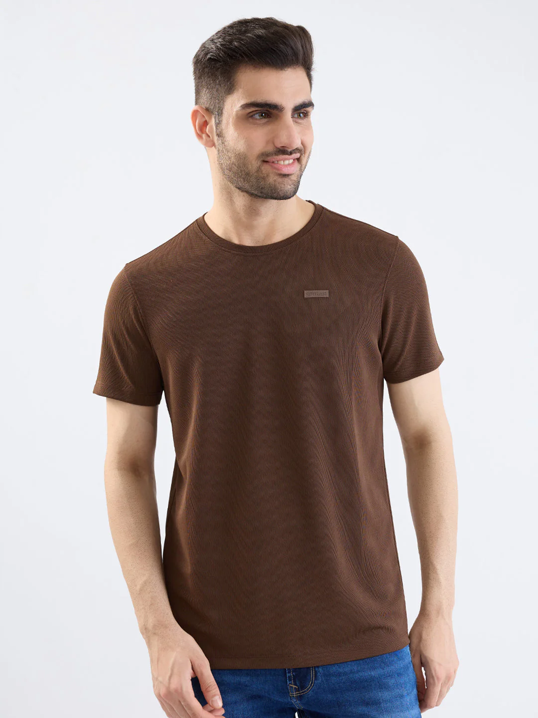Men T-Shirt Brown Slim Fit - Image 2