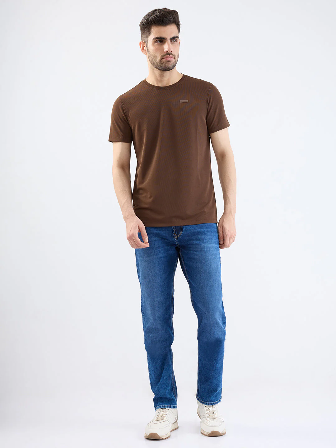 Men T-Shirt Brown Slim Fit - Image 5