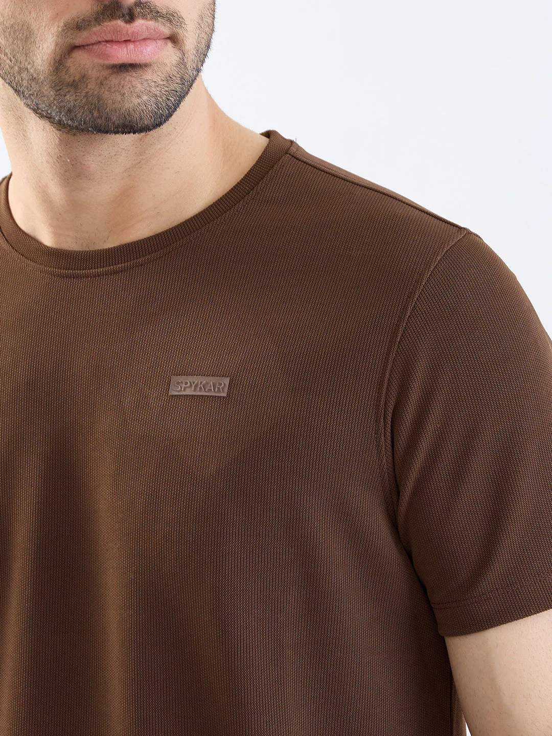 Men T-Shirt Brown Slim Fit - Image 6