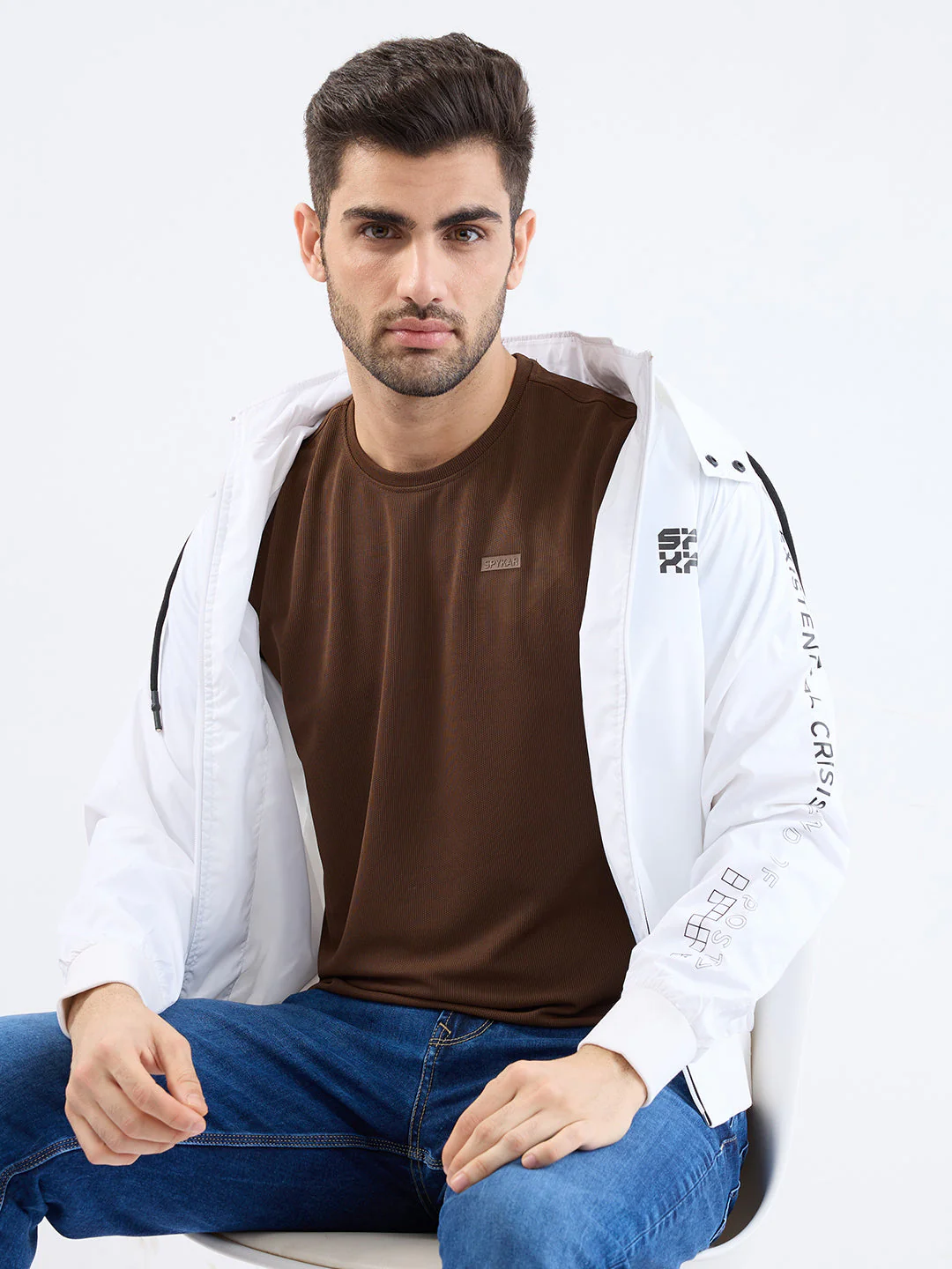 Men T-Shirt Brown Slim Fit - Image 7