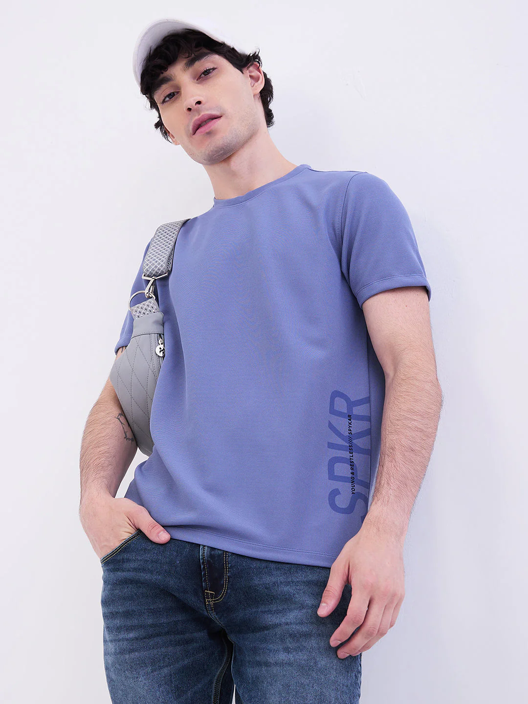 Men T-Shirt Force Blue Slim Fit - Image 7