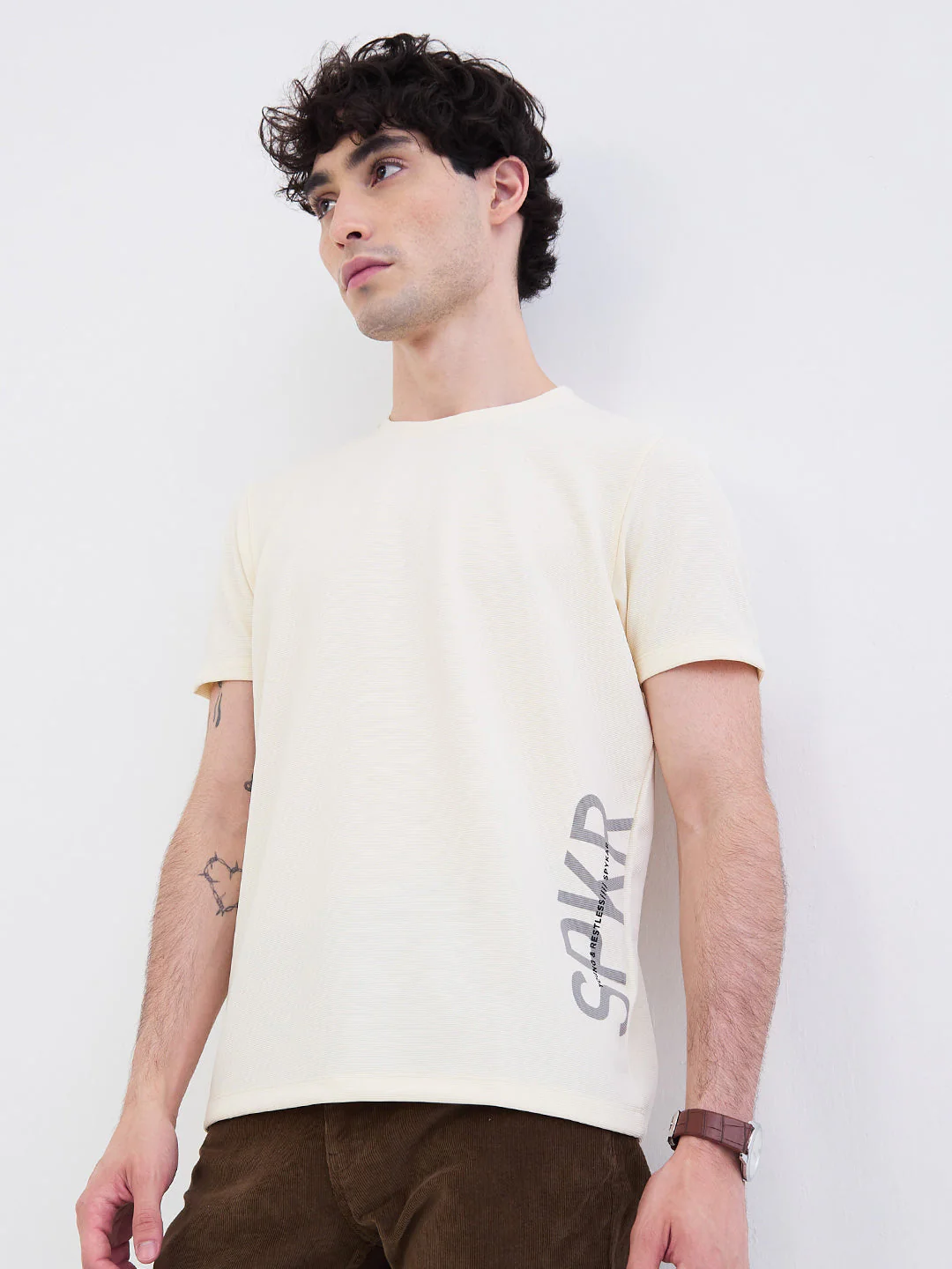 Men T-Shirt White Slim Fit - Image 7