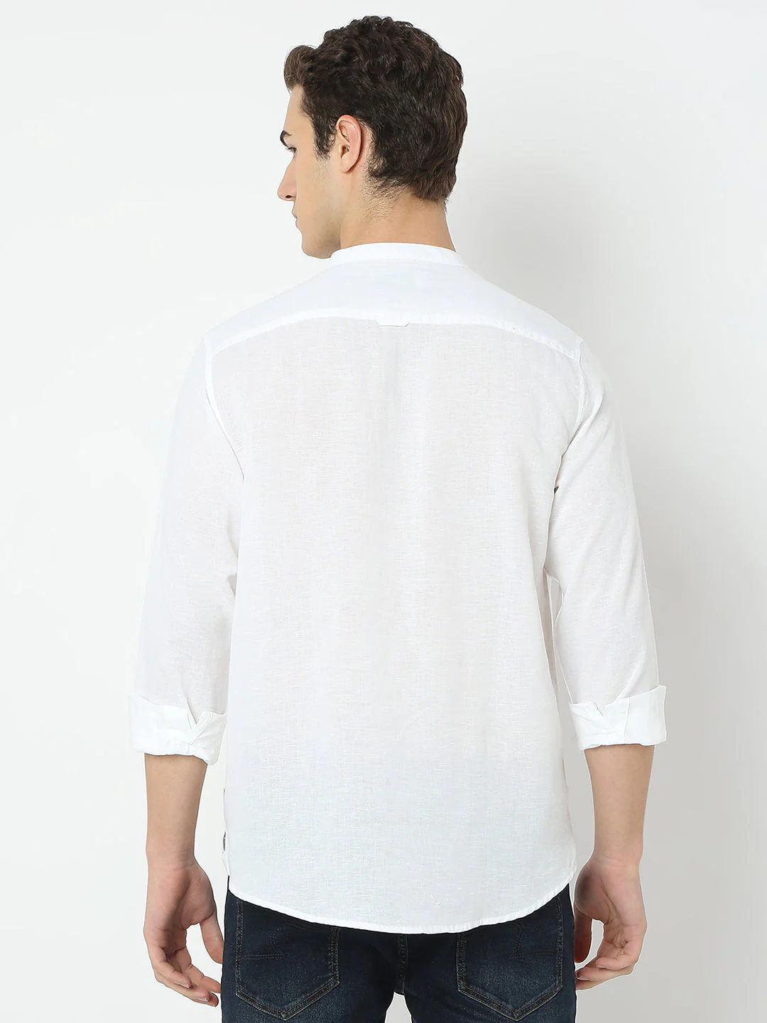 Men White Linen Solid Kurta - Image 4