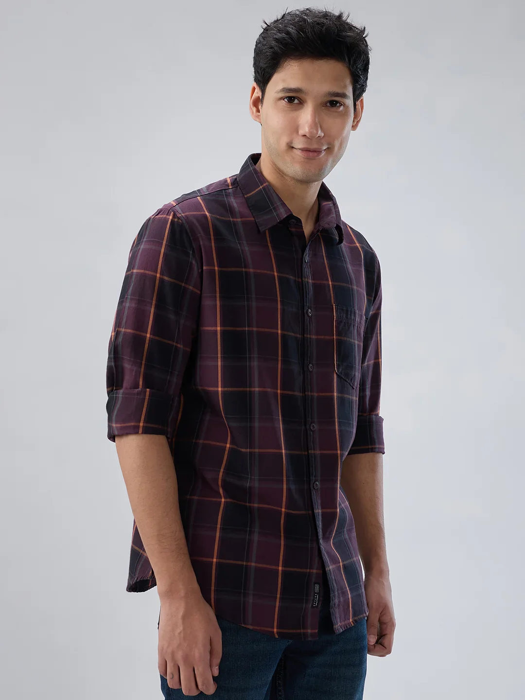 Men Shirt Check Red Regular Fit - Image 3