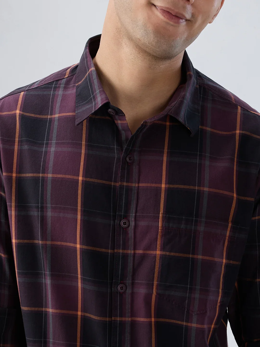 Men Shirt Check Red Regular Fit - Image 4