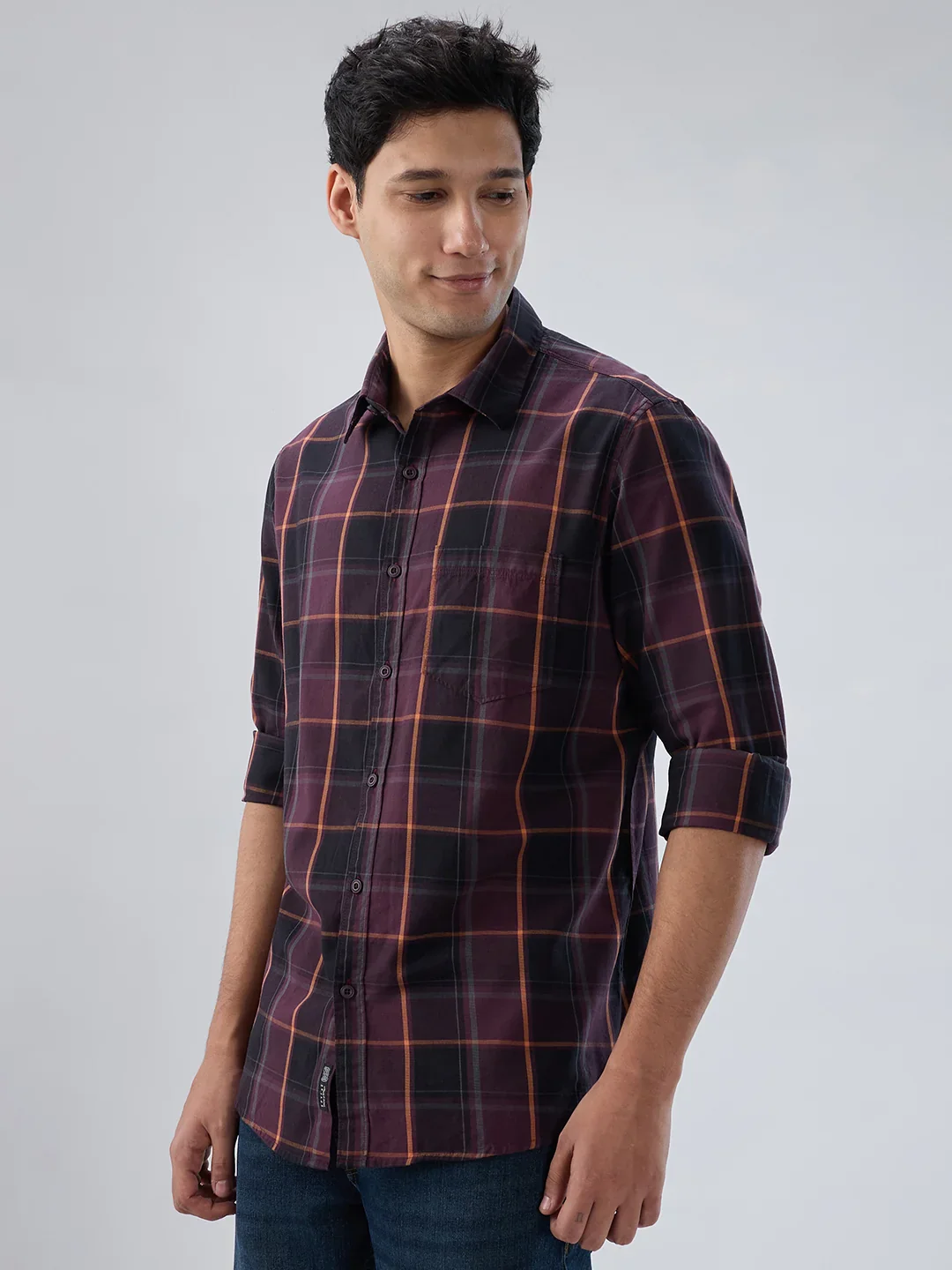 Men Shirt Check Red Regular Fit - Image 5